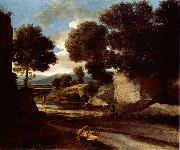 Nicolas Poussin Landscape with Travellers Resting oil